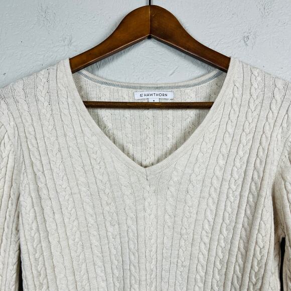 41 Hawthorn Cashmere Silk Blend V NEck Sweater Top - M - Picture 2 of 5